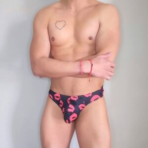Men's Thong Black and Red Underwear